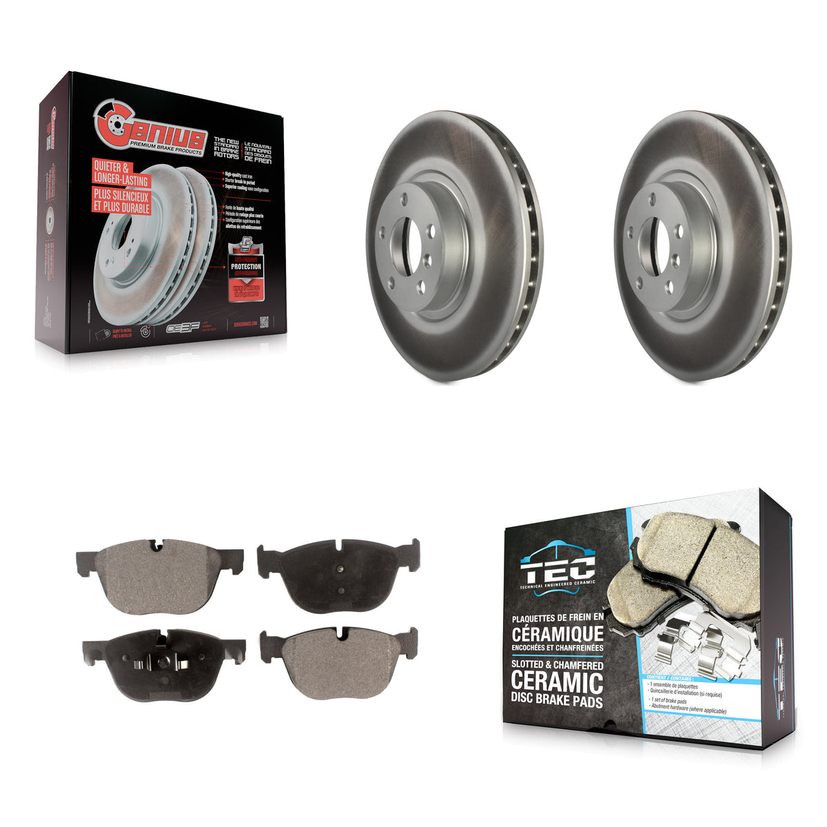 Front Coated Disc Brake Rotors And Ceramic Pads Kit For BMW X5 X6 KGT-100412