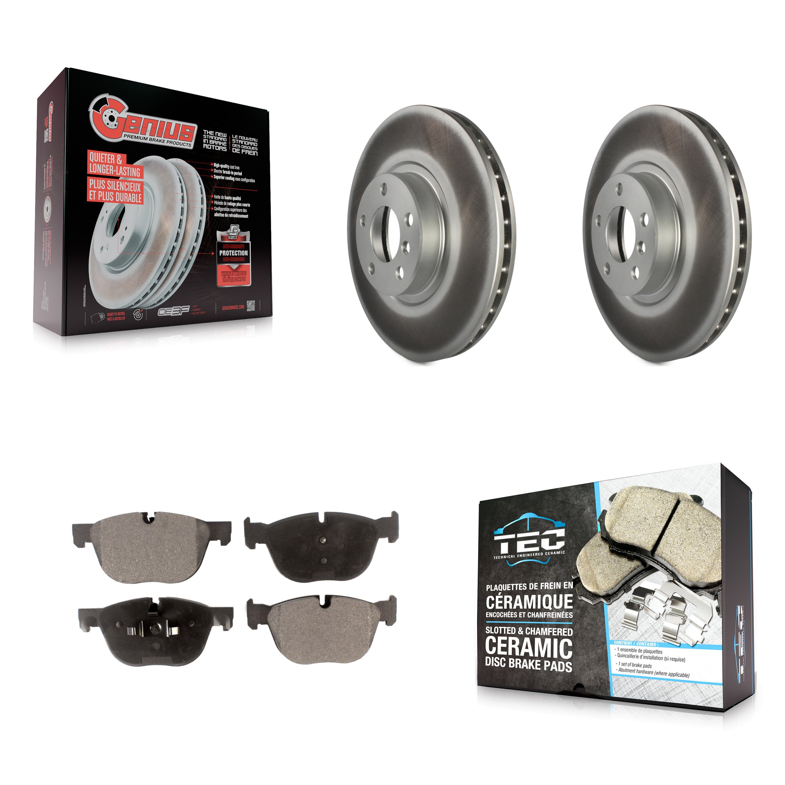 Front Coated Disc Brake Rotors And Ceramic Pads Kit For BMW X5 X6 KGT-100412