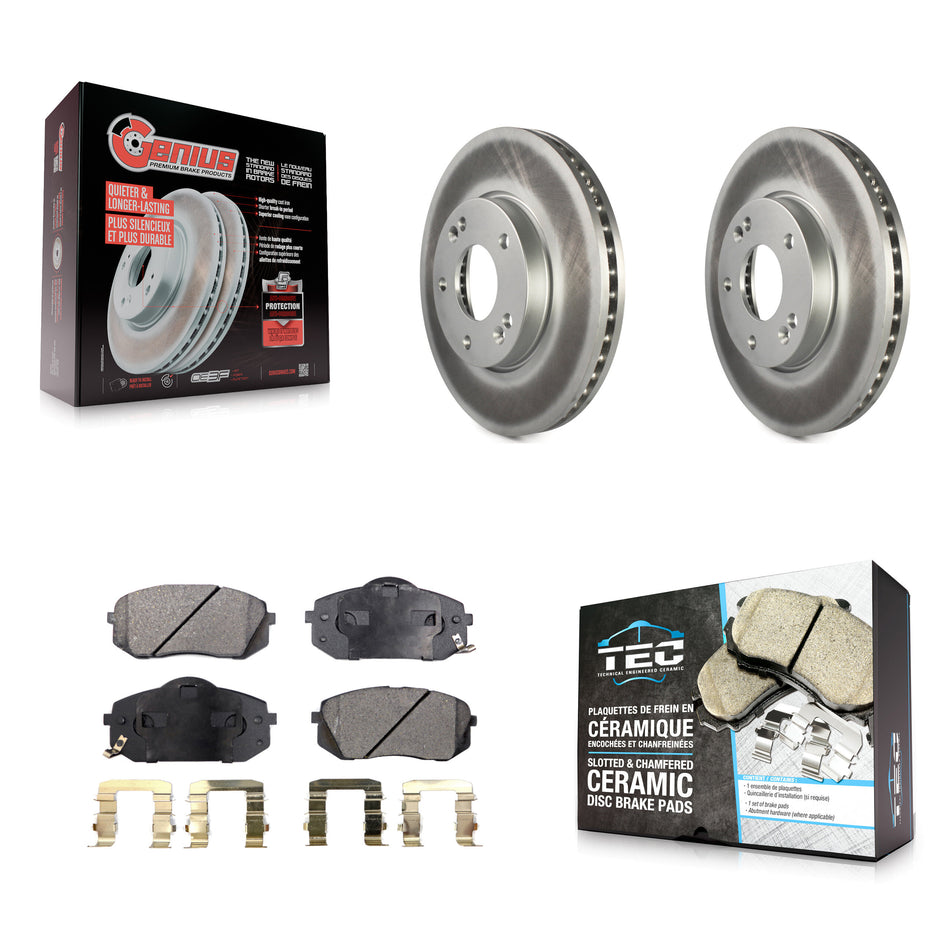 Front Coated Disc Brake Rotors And Ceramic Pads Kit For 2007-2009 Kia Rondo KGT-100414