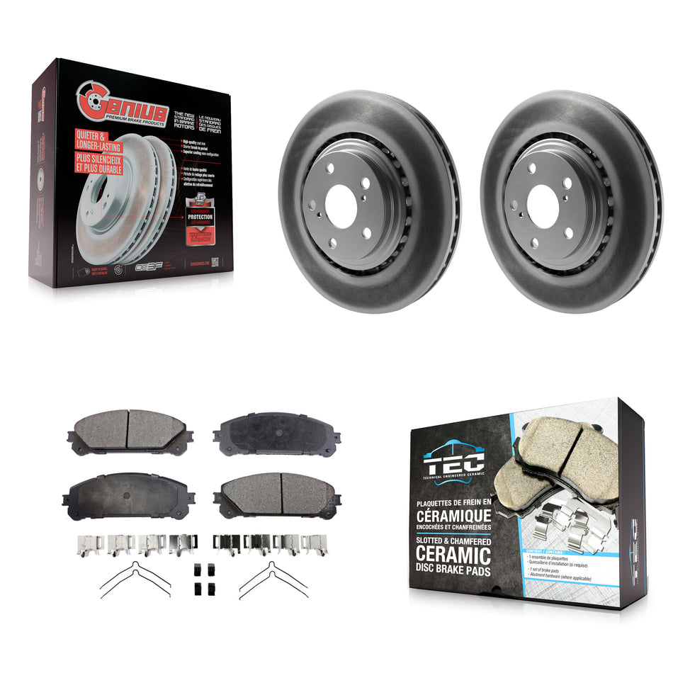 Front Coated Brake Rotor & Ceramic Pad Kit For Toyota Highlander Sienna Lexus RX350 NX300 KGT-100423