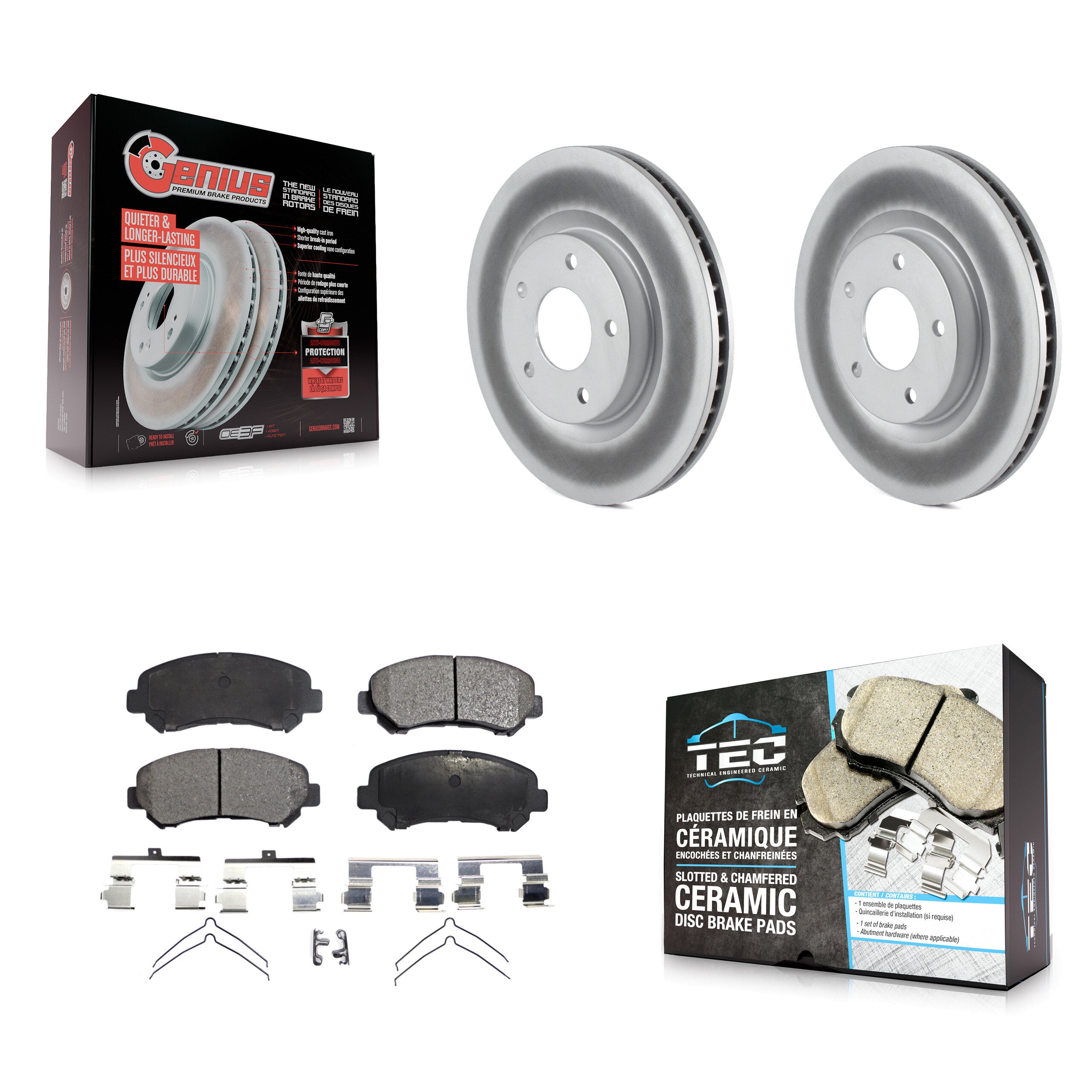 Front Coated Disc Brake Rotors And Ceramic Pads Kit For Nissan Rogue Select KGT-100424