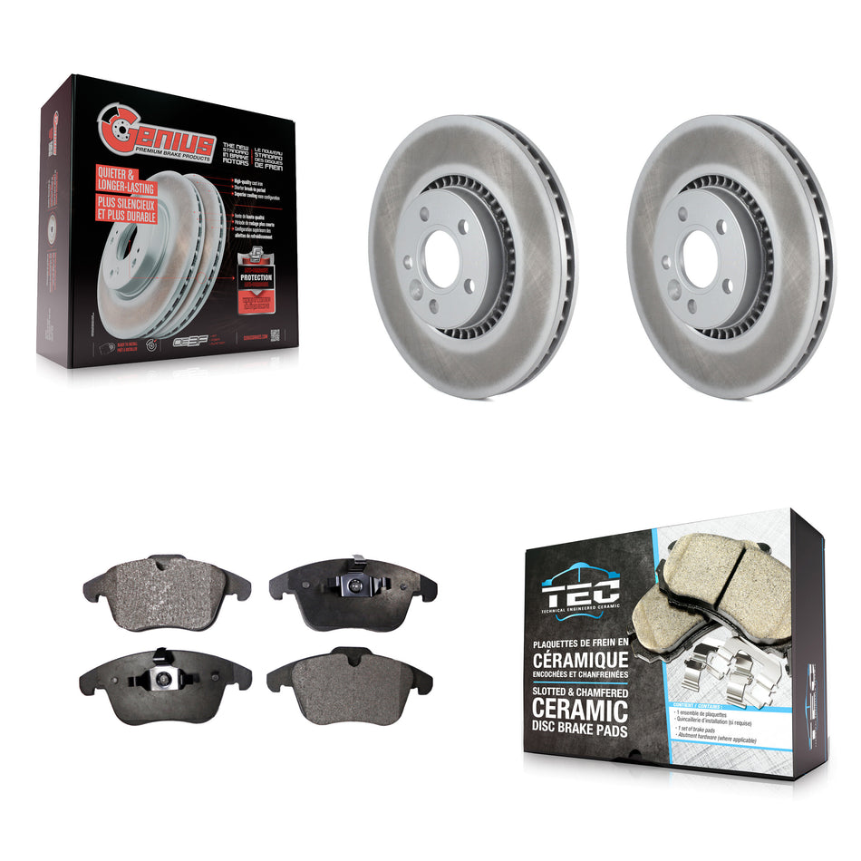 Front Coated Disc Brake Rotors And Ceramic Pads Kit For 2008-2015 Land Rover LR2 KGT-100428