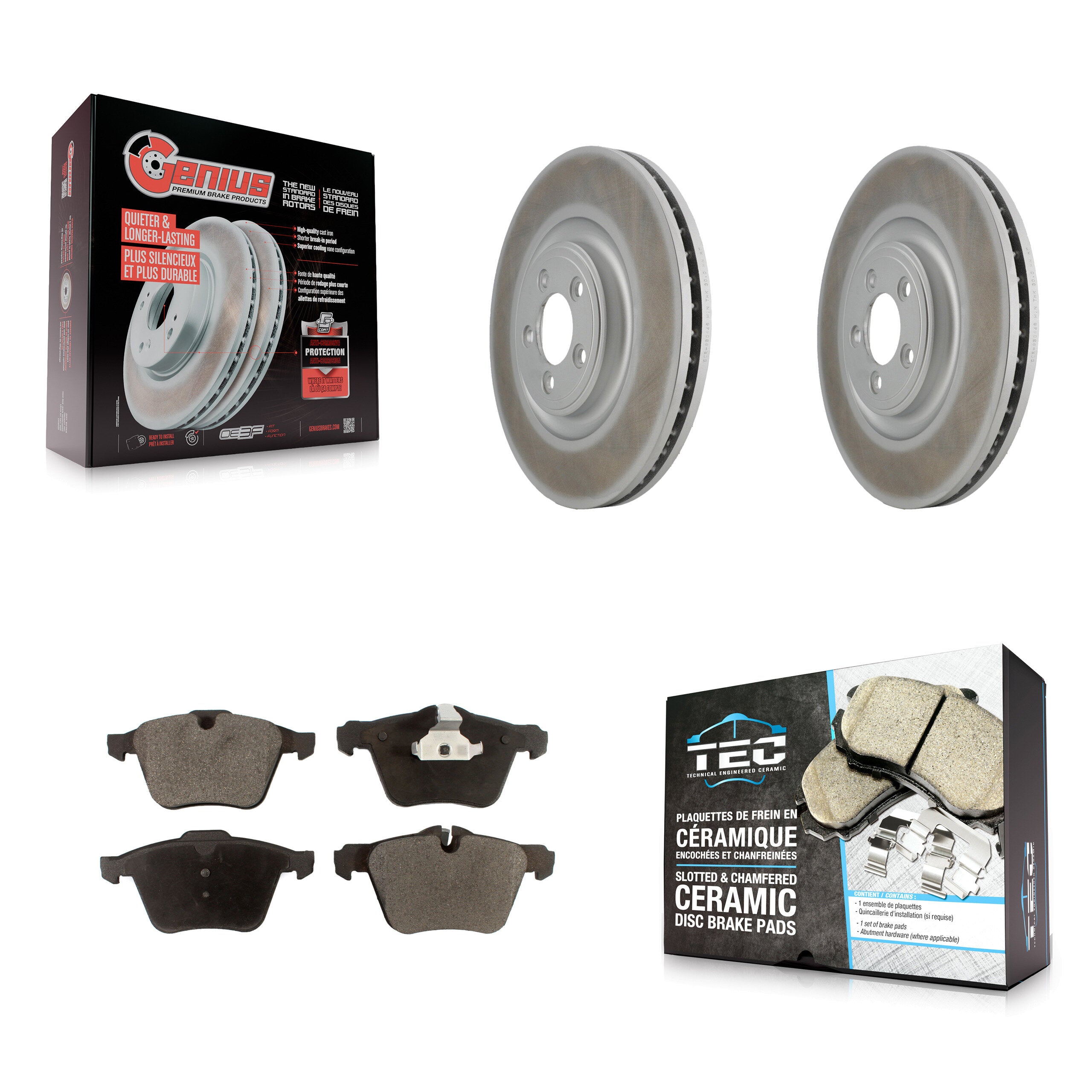 Front Coated Disc Brake Rotors And Ceramic Pads Kit For Jaguar XF XJ XKR XK Super V8 KGT-100430