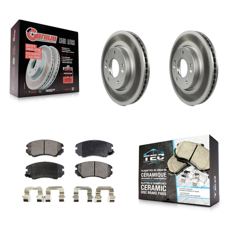 Front Coated Disc Brake Rotors And Ceramic Pads Kit For 2010-2011 Kia Soul 2.0L KGT-100460