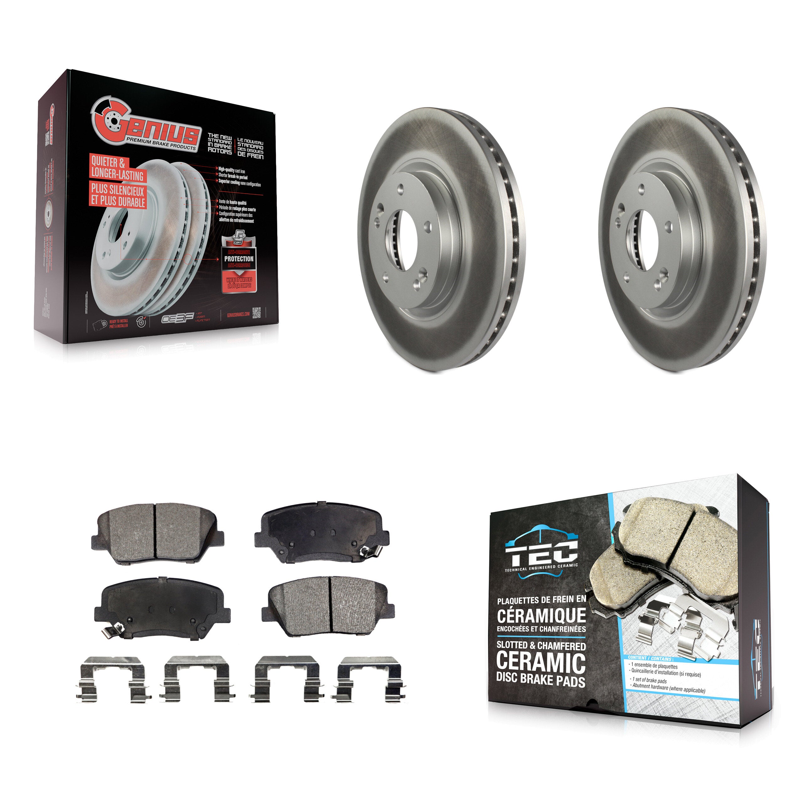 Front Coated Disc Brake Rotors And Ceramic Pads Kit For Hyundai Santa Fe Kia Sorento KGT-100465