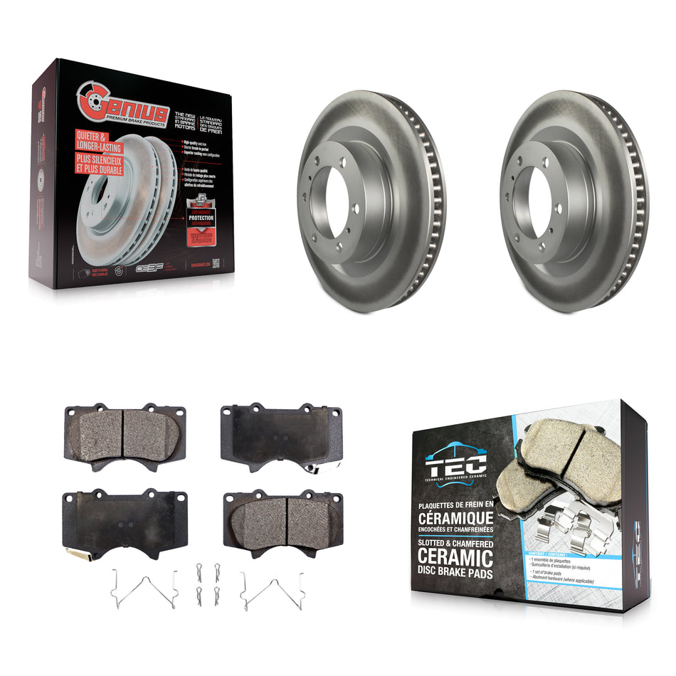 Front Coated Disc Brake Rotors & Ceramic Pad Kit For 2010-2023 Toyota 4Runner Lexus GX460 KGT-100466