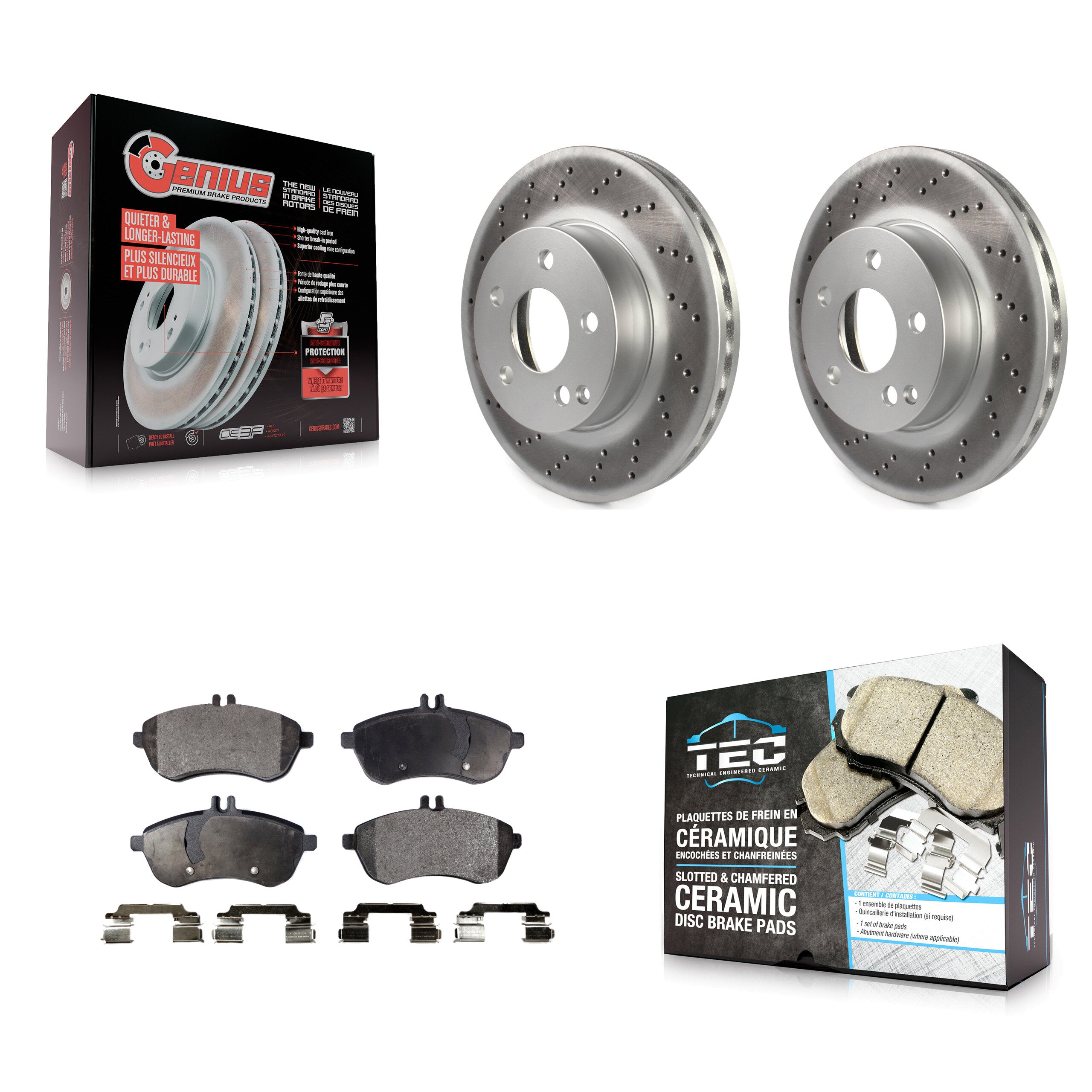 Front Coated Disc Brake Rotors And Ceramic Pads Kit For Mercedes-Benz C300 C250 C230 KGT-100469