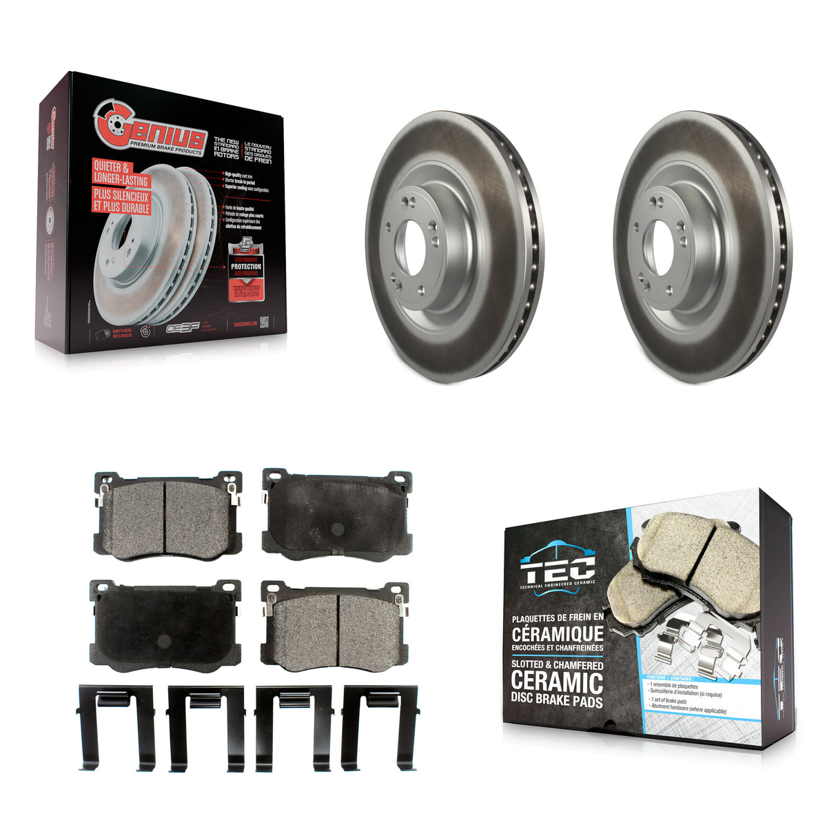 Front Coated Disc Brake Rotors And Ceramic Pads Kit For Hyundai Genesis G80 Kia K900 3.8L KGT-100481