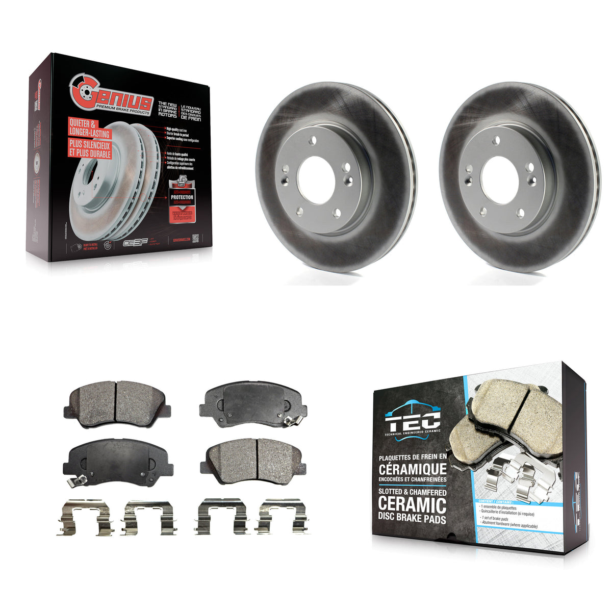 Front Coated Brake Rotor Ceramic Pad Kit For Hyundai Elantra GT Kia Forte Veloster Forte5 KGT-100483