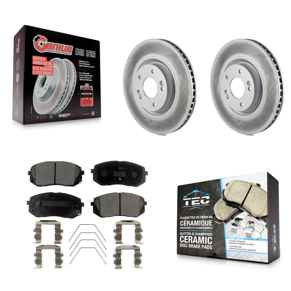 Front Coated Disc Brake Rotors And Ceramic Pads Kit For Hyundai Sonata Kia Optima KGT-100490