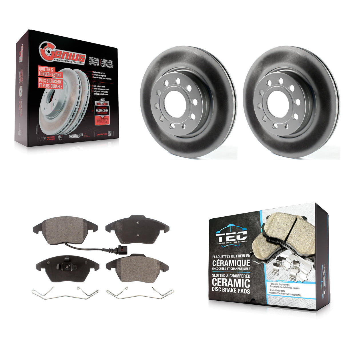 Front Coated Disc Brake Rotors And Ceramic Pads Kit For Volkswagen GTI Audi A3 Quattro KGT-100493