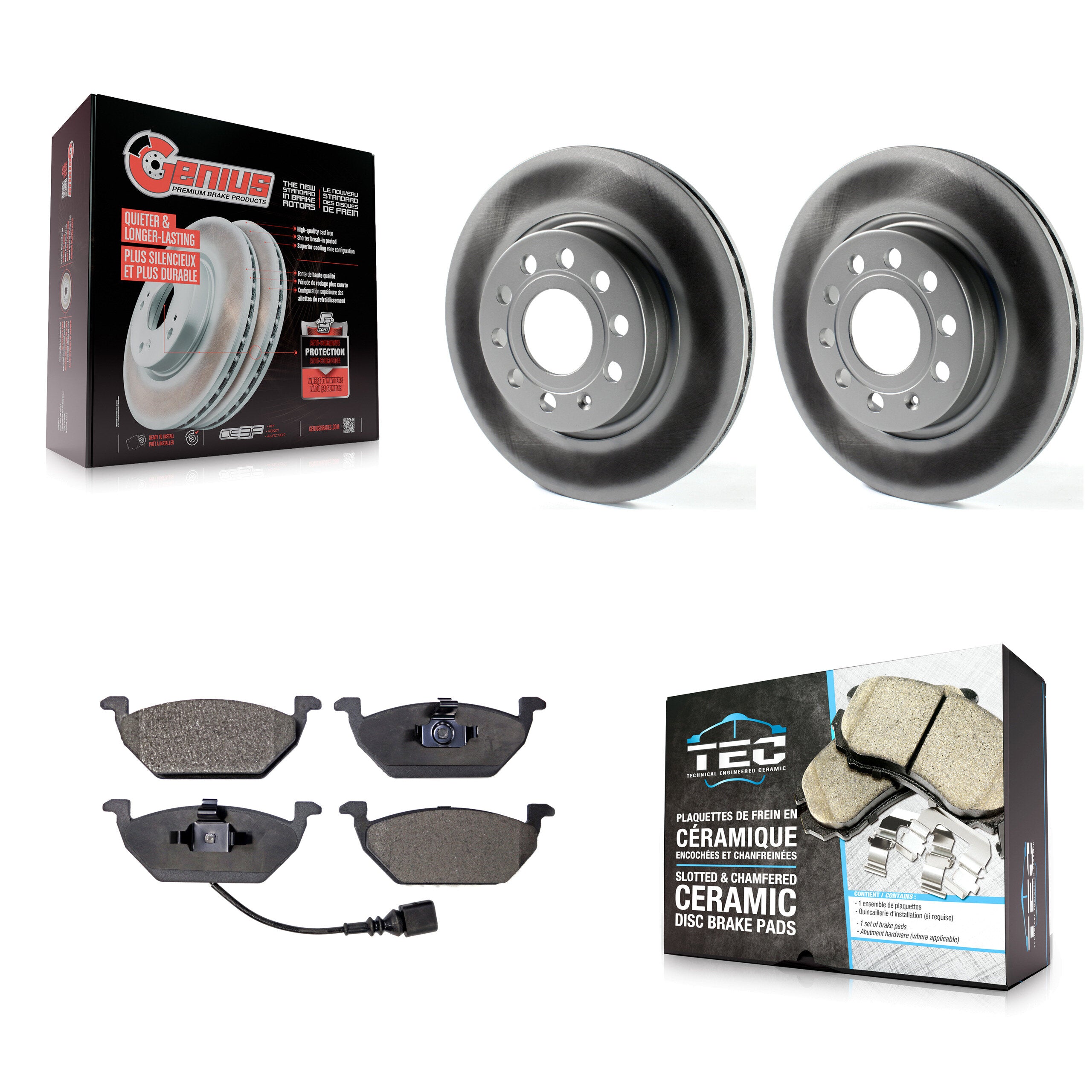 Front Coated Disc Brake Rotors And Ceramic Pads Kit For Volkswagen Jetta KGT-100494
