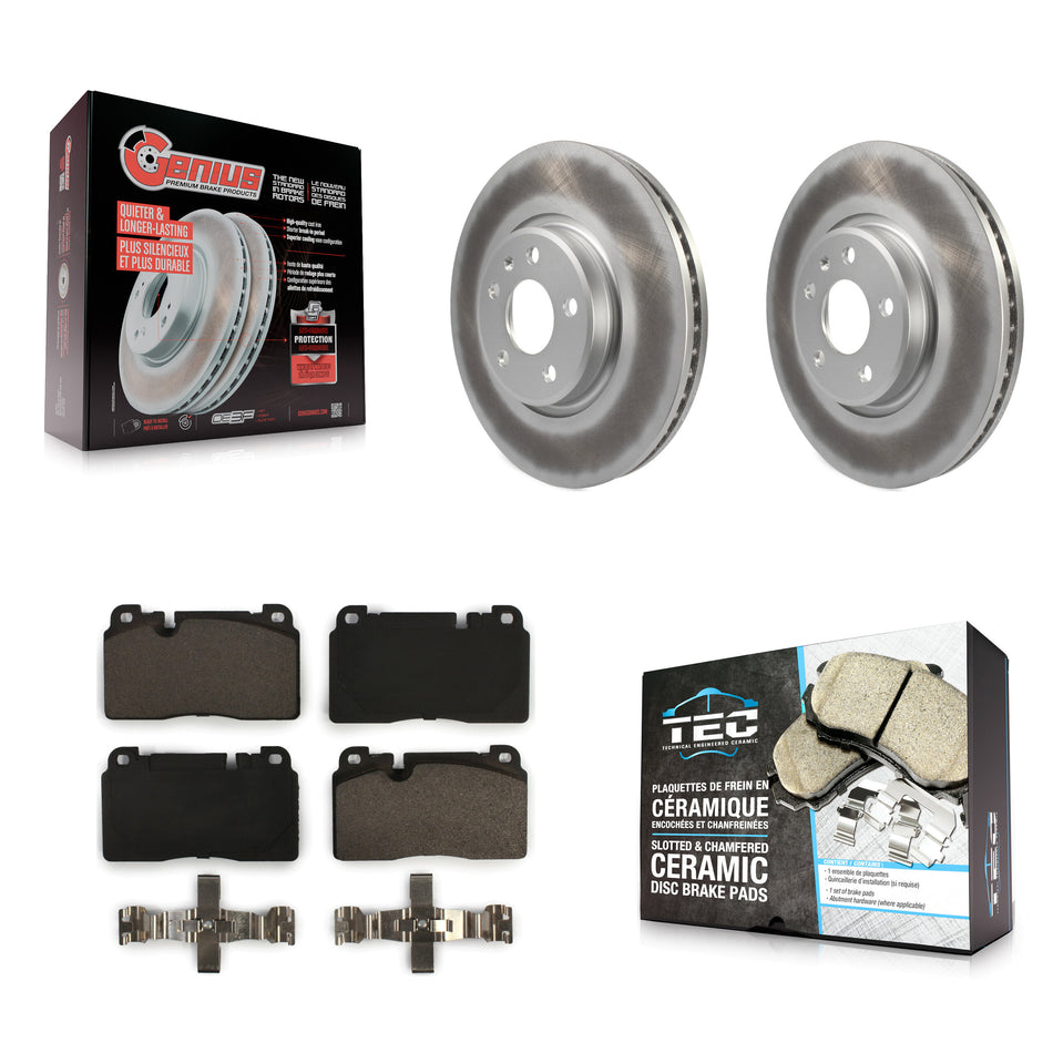 Front Coated Disc Brake Rotors And Ceramic Pads Kit For Audi Q5 KGT-100499