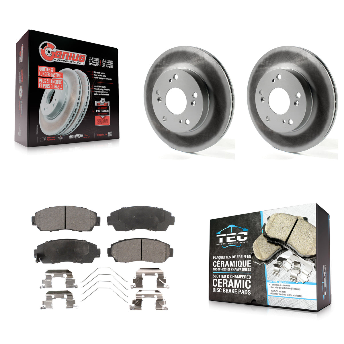 Front Coat Brake Rotors Ceramic Pad Kit For 15 Honda Civic LX SE with Manual transmission KGT-100501