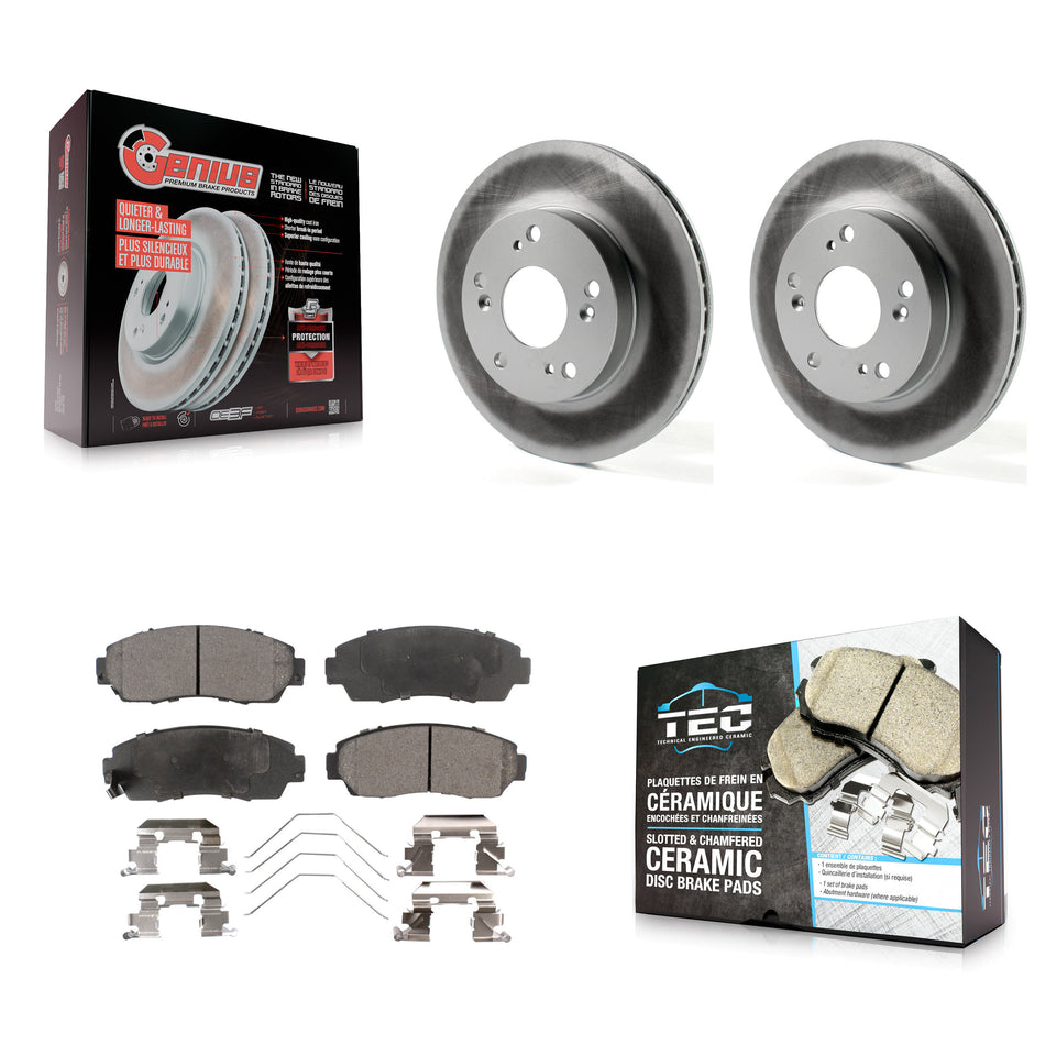 Front Coat Brake Rotors Ceramic Pad Kit For 15 Honda Civic LX SE with Manual transmission KGT-100501