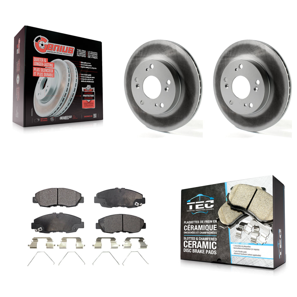 Front Coated Disc Brake Rotors And Ceramic Pads Kit For Honda Civic KGT-100502