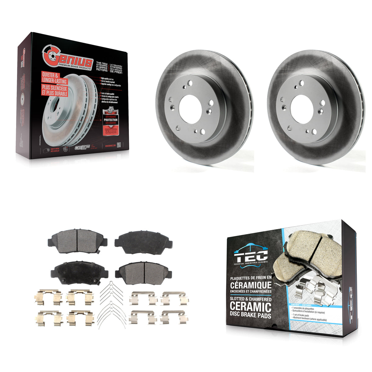 Front Coated Disc Brake Rotors And Ceramic Pads Kit For Honda Civic Acura ILX KGT-100504