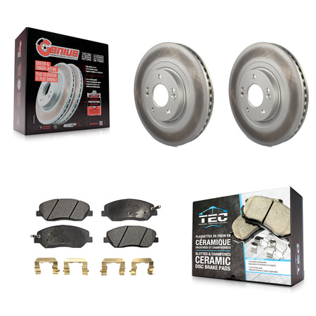 Front Coated Disc Brake Rotors And Ceramic Pad Kit For 2013-2016 Hyundai Santa Fe XL 3.3L KGT-100512