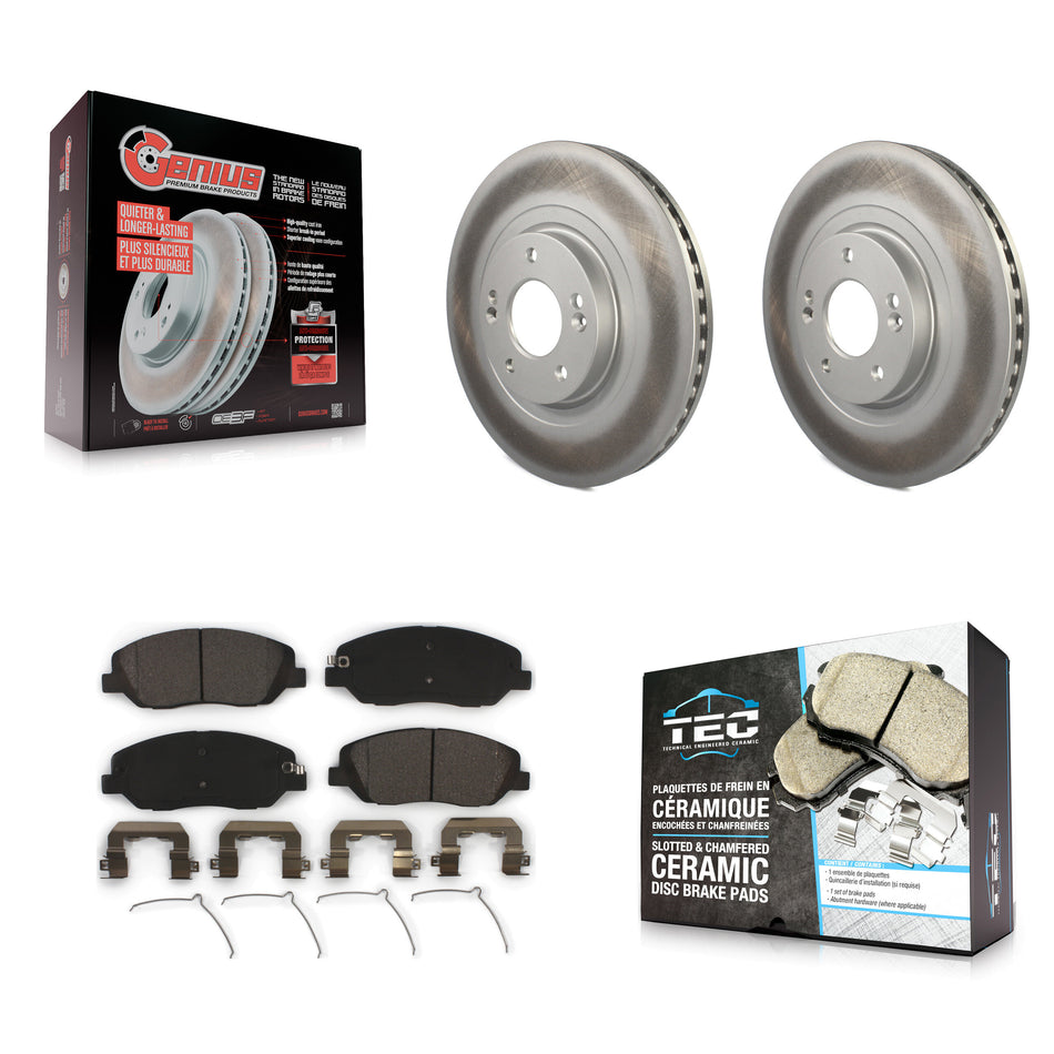 Front Coated Disc Brake Rotors And Ceramic Pads Kit For Hyundai Santa Fe XL KGT-100515