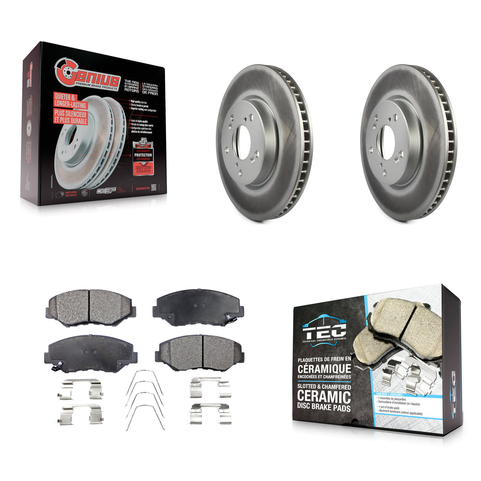 Front Coated Brake Rotor Ceramic Pad Kit For 2015 Honda Civic EX with Manual transmission KGT-100520