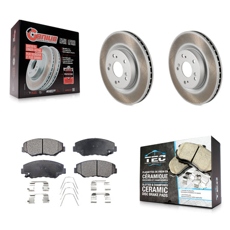 Front Coated Disc Brake Rotors And Ceramic Pads Kit For 2012-2016 Honda CR-V FWD KGT-100521