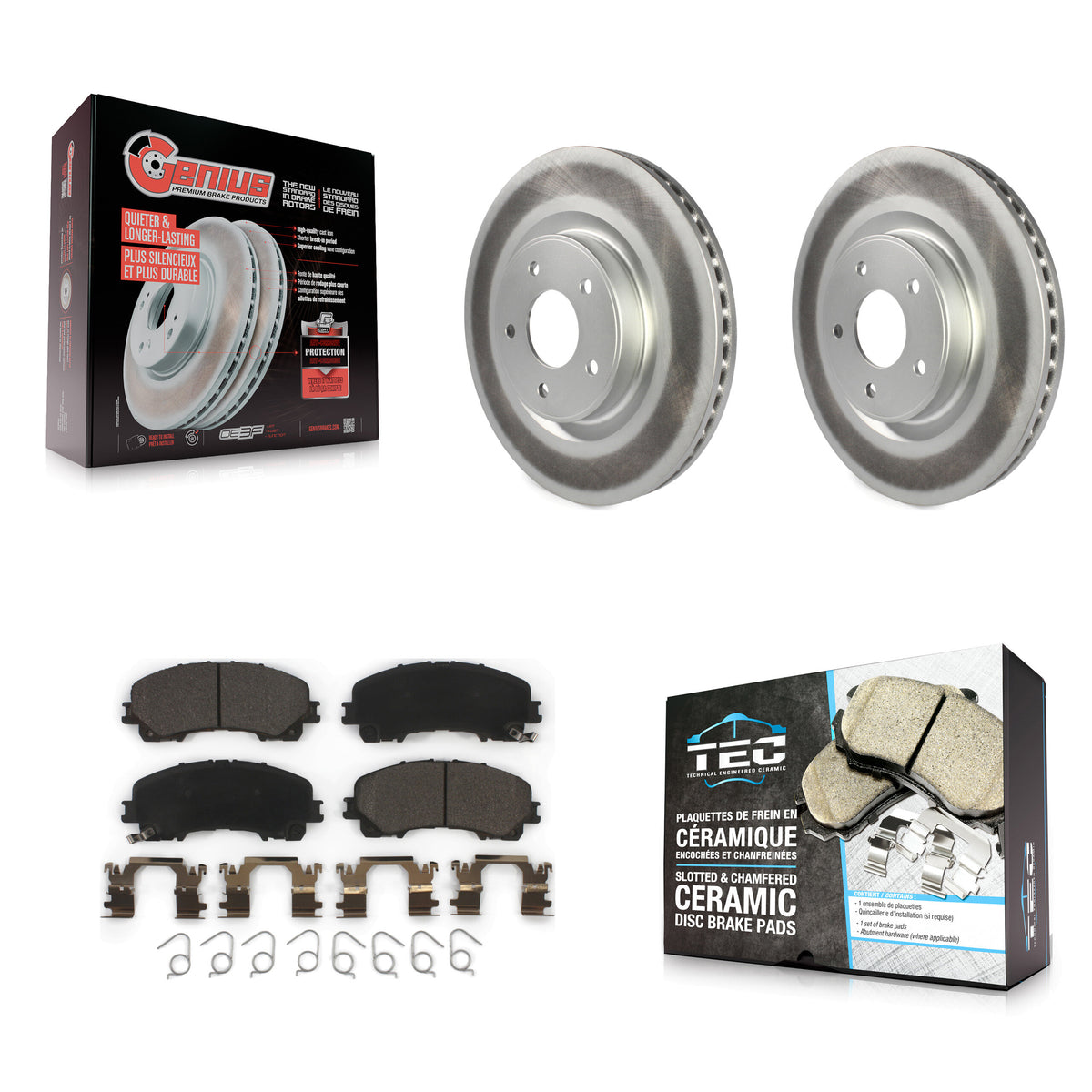Front Coated Disc Brake Rotors And Ceramic Pads Kit For INFINITI Q50 QX50 Q60 KGT-100526