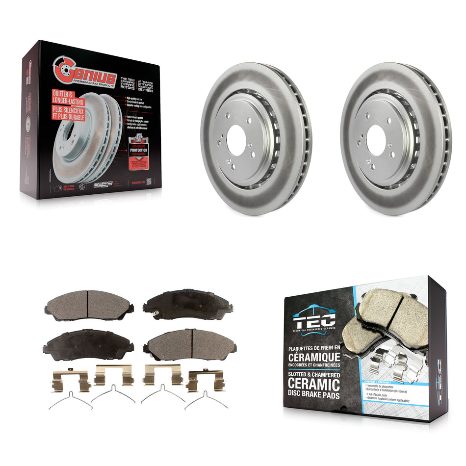 Front Coated Disc Brake Rotors And Ceramic Pads Kit For 2014-2016 Acura MDX KGT-100528