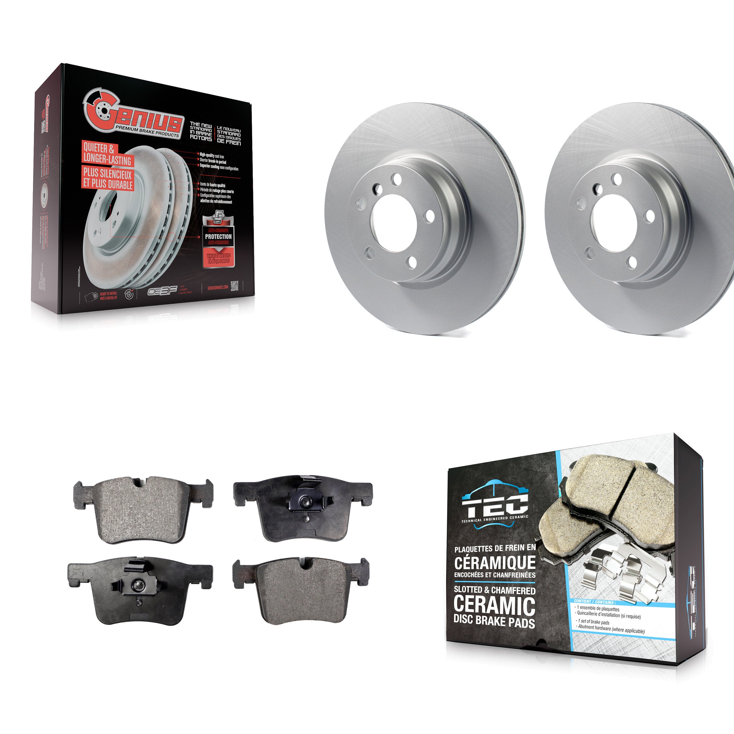 Front Coat Brake Rotors Ceramic Pad Kit For BMW 328i 330e With 330mm Diameter Rotor KGT-100529