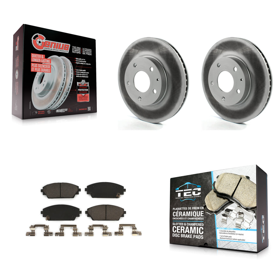 Front Coated Disc Brake Rotors And Ceramic Pads Kit For Mazda 3 CX-3 Sport KGT-100535
