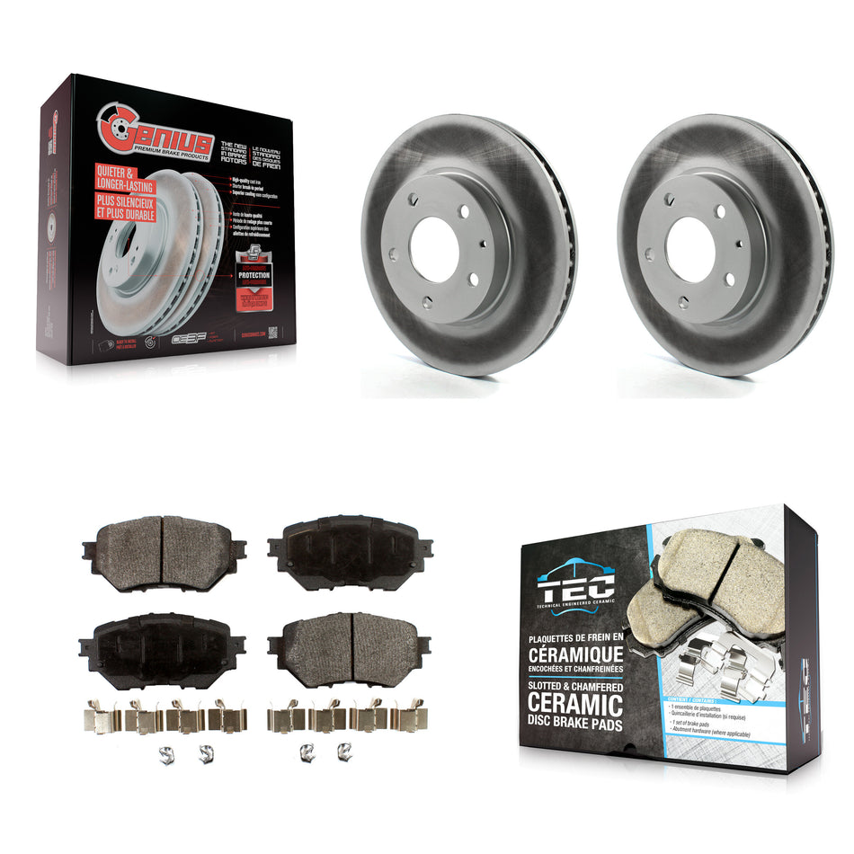 Front Coated Disc Brake Rotors And Ceramic Pads Kit For 2014-2018 Mazda 3 Sport KGT-100536
