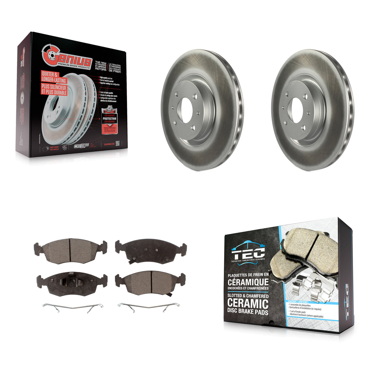 Front Coated Disc Brake Rotors And Ceramic Pads Kit For Fiat 500 KGT-100537