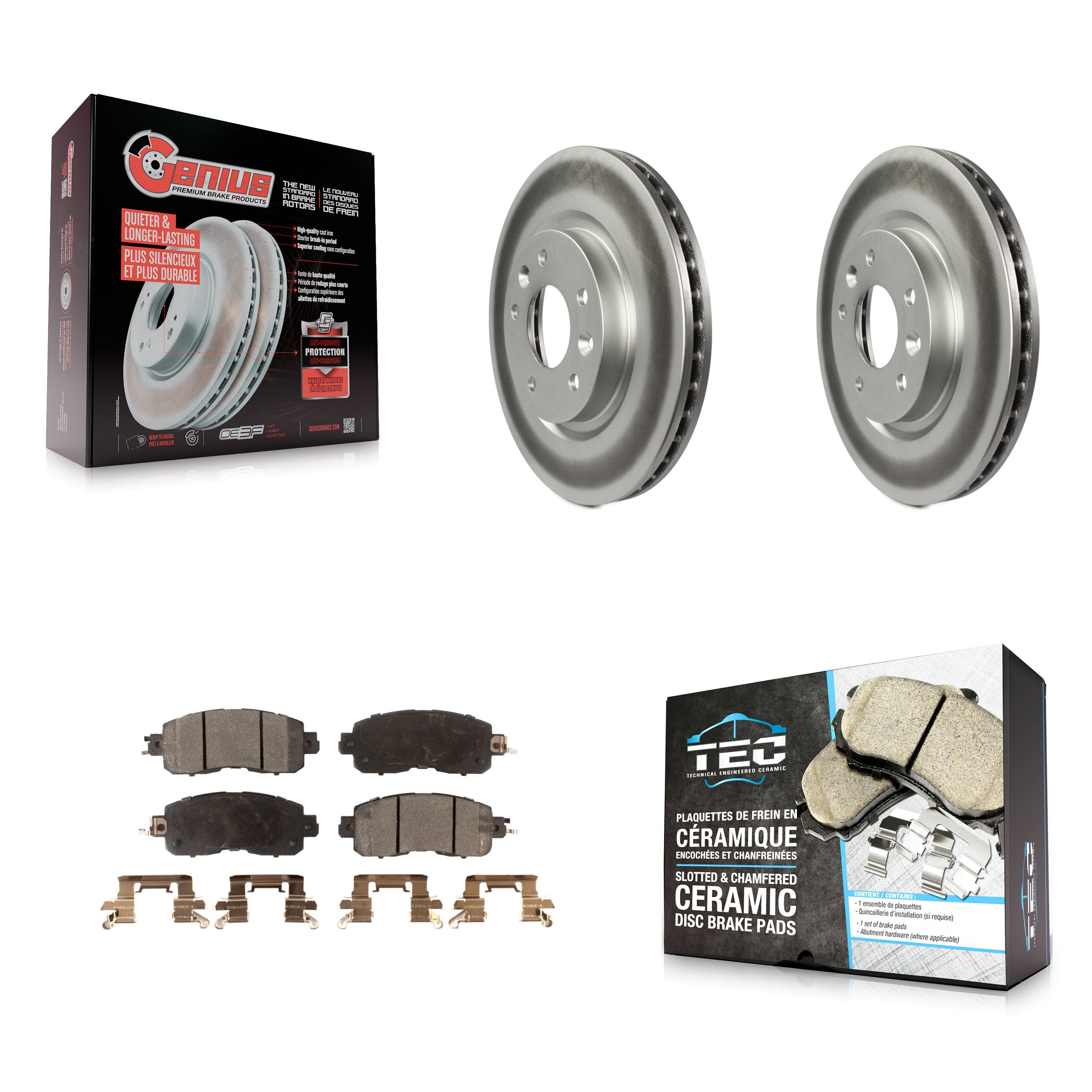 Front Coated Disc Brake Rotors And Ceramic Pads Kit For Nissan LEAF KGT-100539