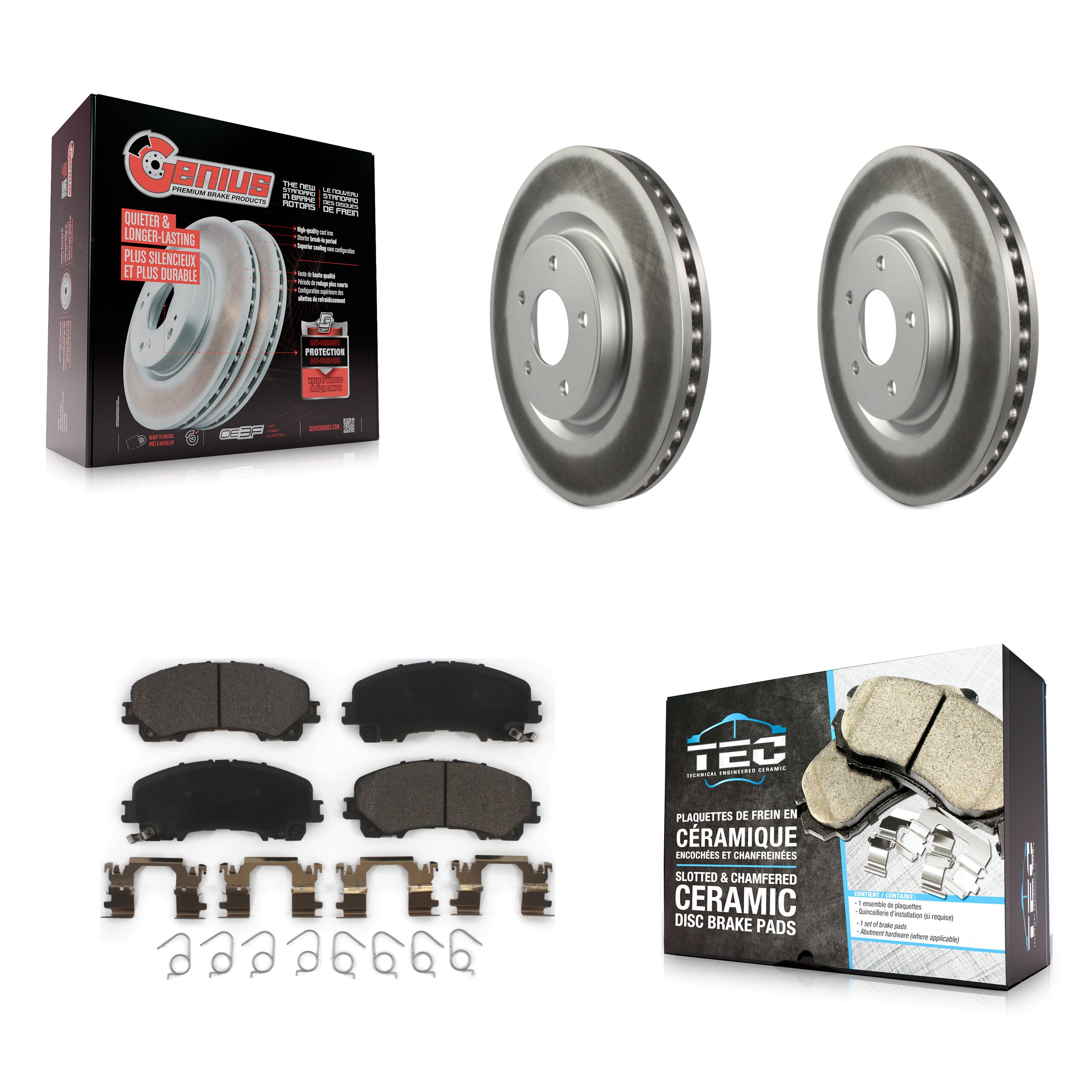 Front Coated Disc Brake Rotors And Ceramic Pads Kit For Nissan Rogue KGT-100543