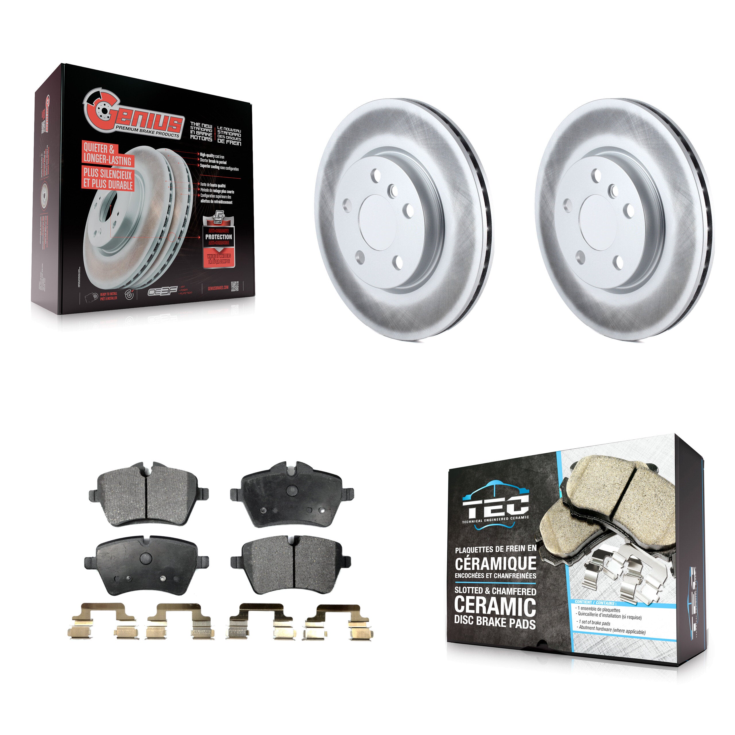 Front Coated Disc Brake Rotors And Ceramic Pads Kit For Mini Cooper KGT-100545