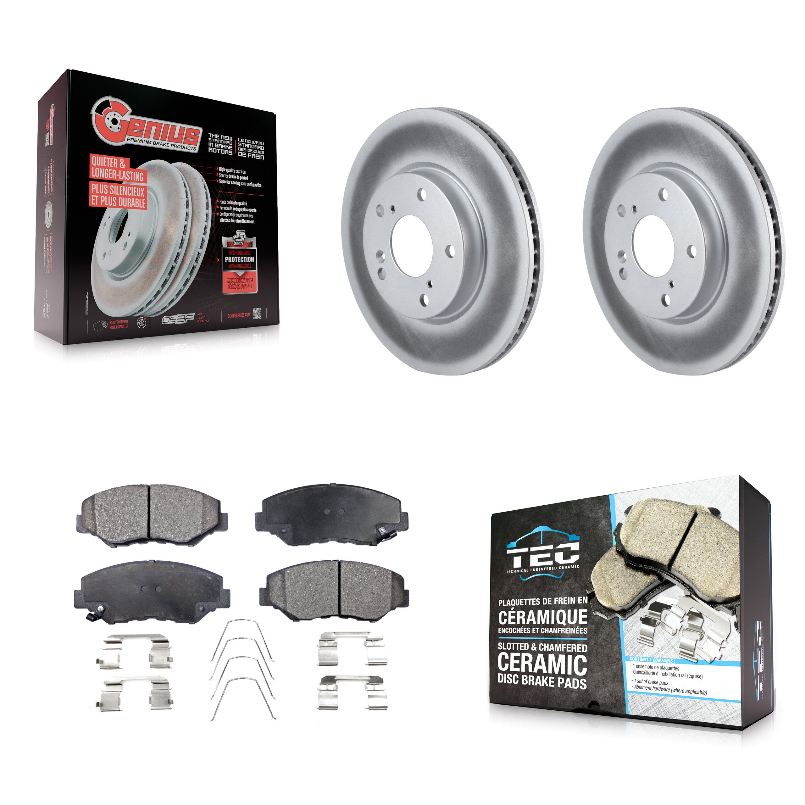 Front Coated Disc Brake Rotors And Ceramic Pads Kit For Honda Civic KGT-100553