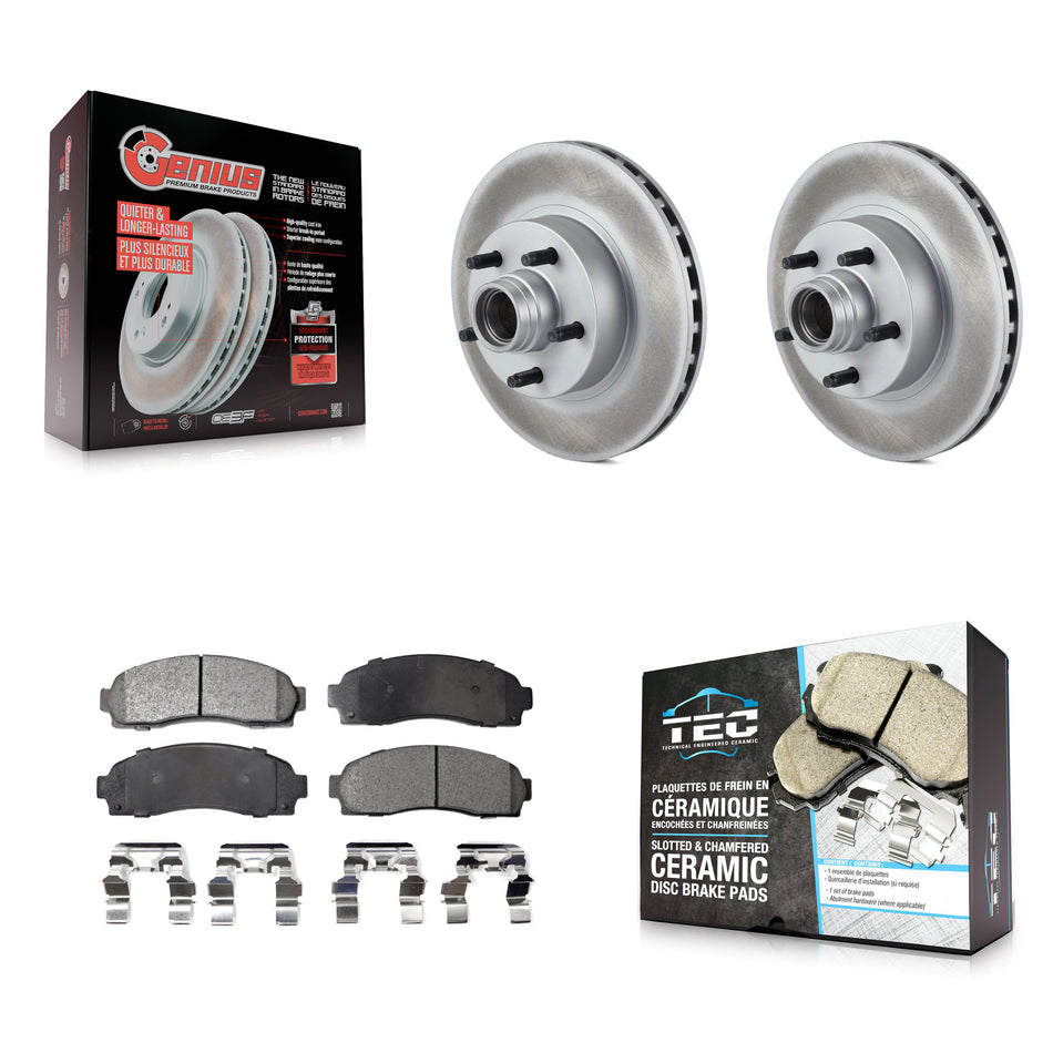 Front Coated Disc Brake Rotor Hub Ceramic Pad Kit For Ford Ranger Mazda B3000 B2300 B4000 KGT-100572