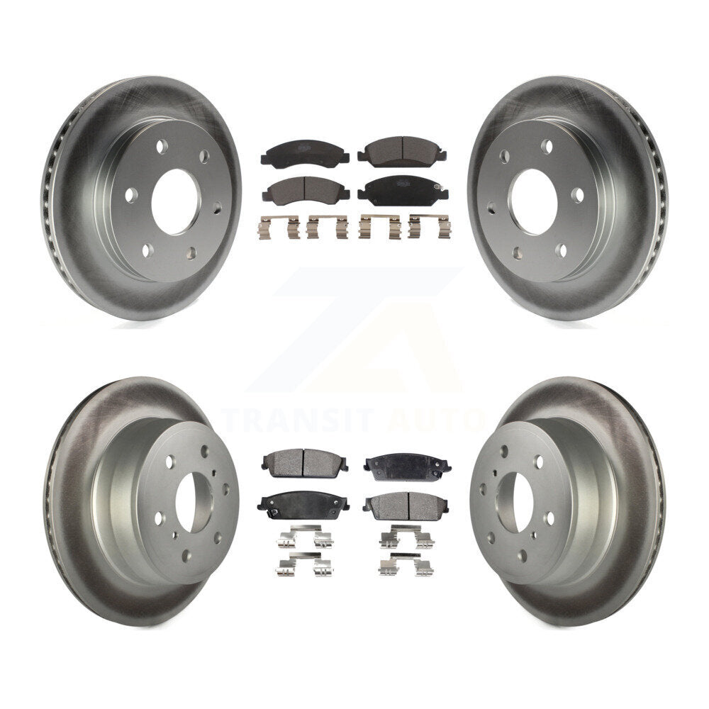 Front Rear Coated Brake Rotor & Ceramic Pad Kit For 2007 GMC Sierra 1500 Disc rear brakes KGT-100586