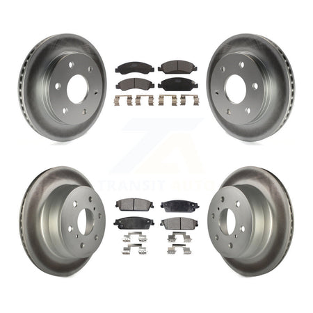 Front Rear Coated Brake Rotor & Ceramic Pad Kit For 2007 GMC Sierra 1500 Disc rear brakes KGT-100586