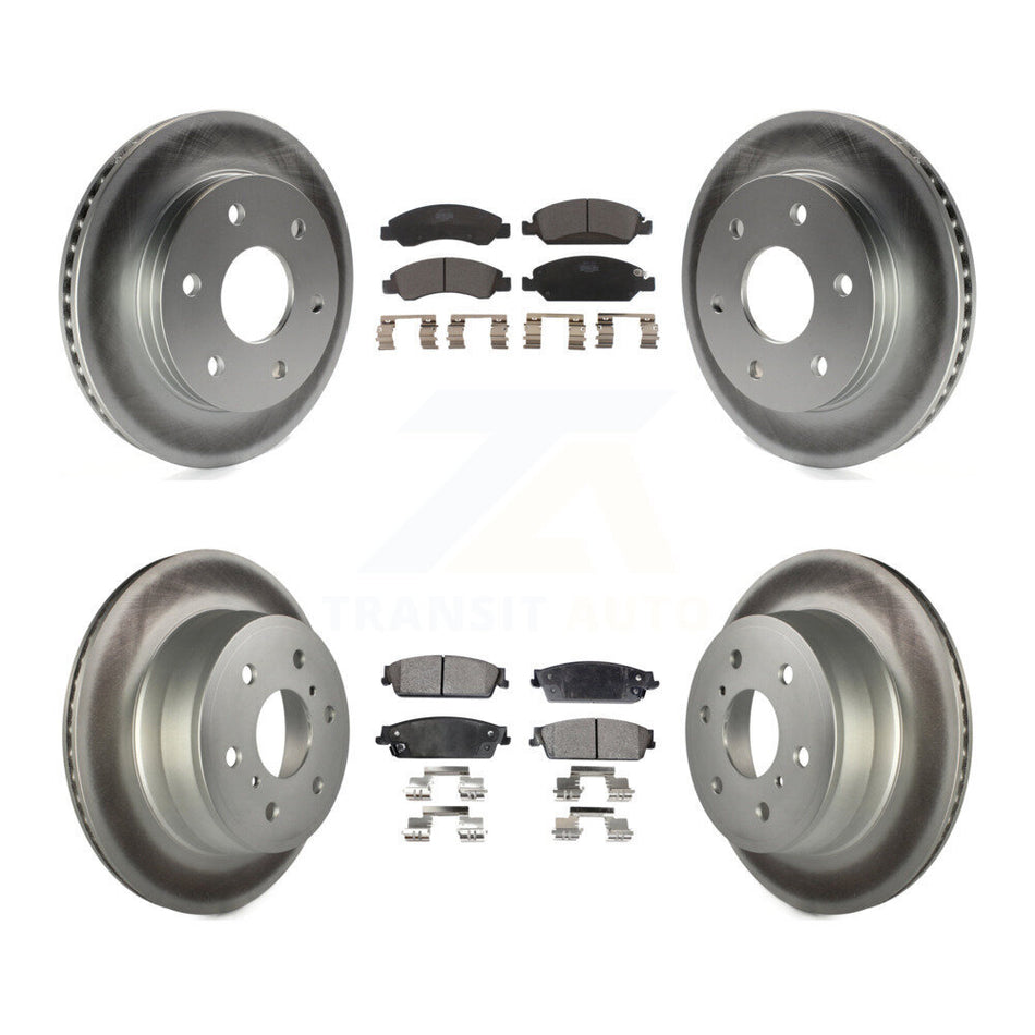 Front Rear Coated Brake Rotor & Ceramic Pad Kit For 2007 GMC Sierra 1500 Disc rear brakes KGT-100586