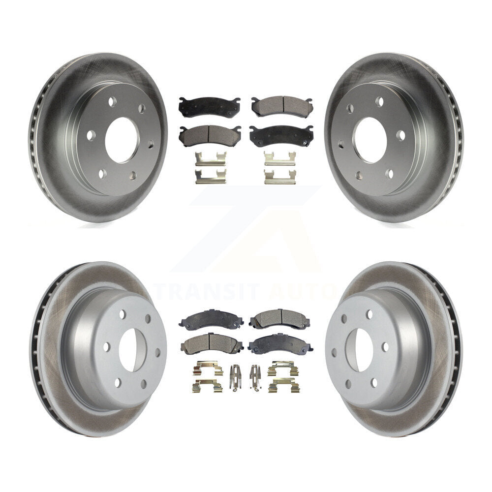 Front Rear Coat Brake Rotor Ceramic Pad Kit For Chevrolet GMC Silverado 1500 Sierra Yukon KGT-100593