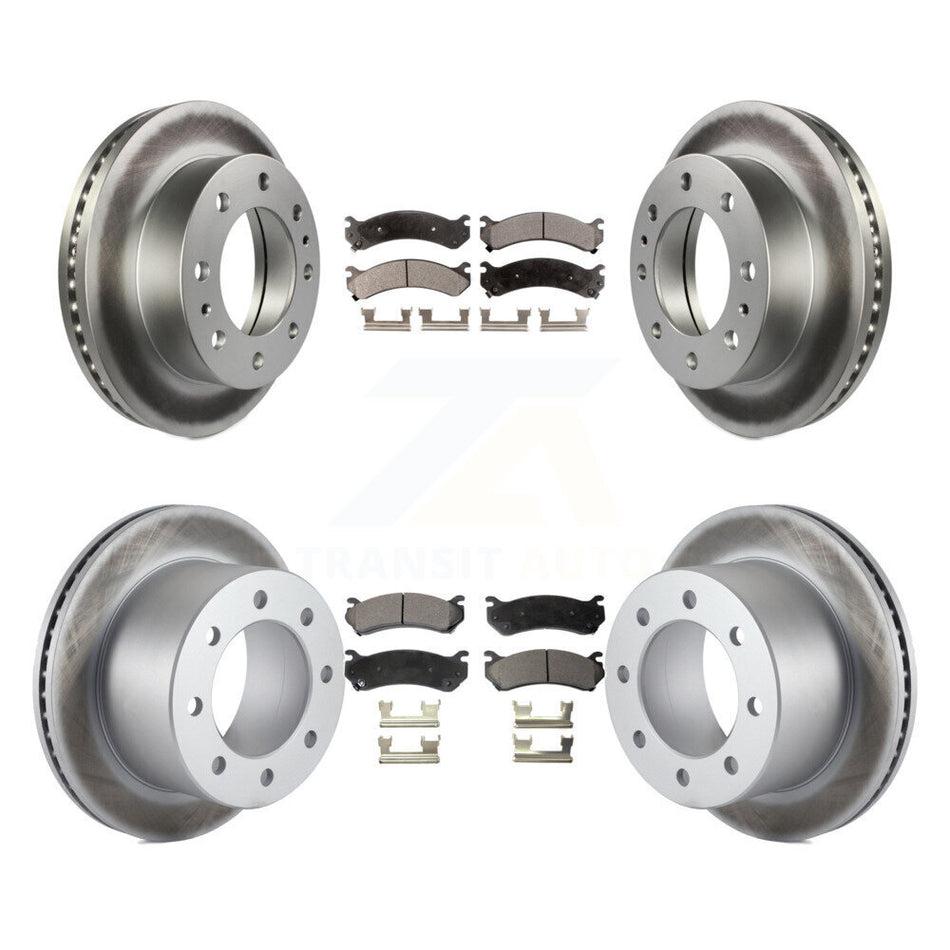 Front Rear Coat Brake Rotor Ceramic Pad Kit For GMC Sierra 3500 Classic With 12000 Lb GVW KGT-100602