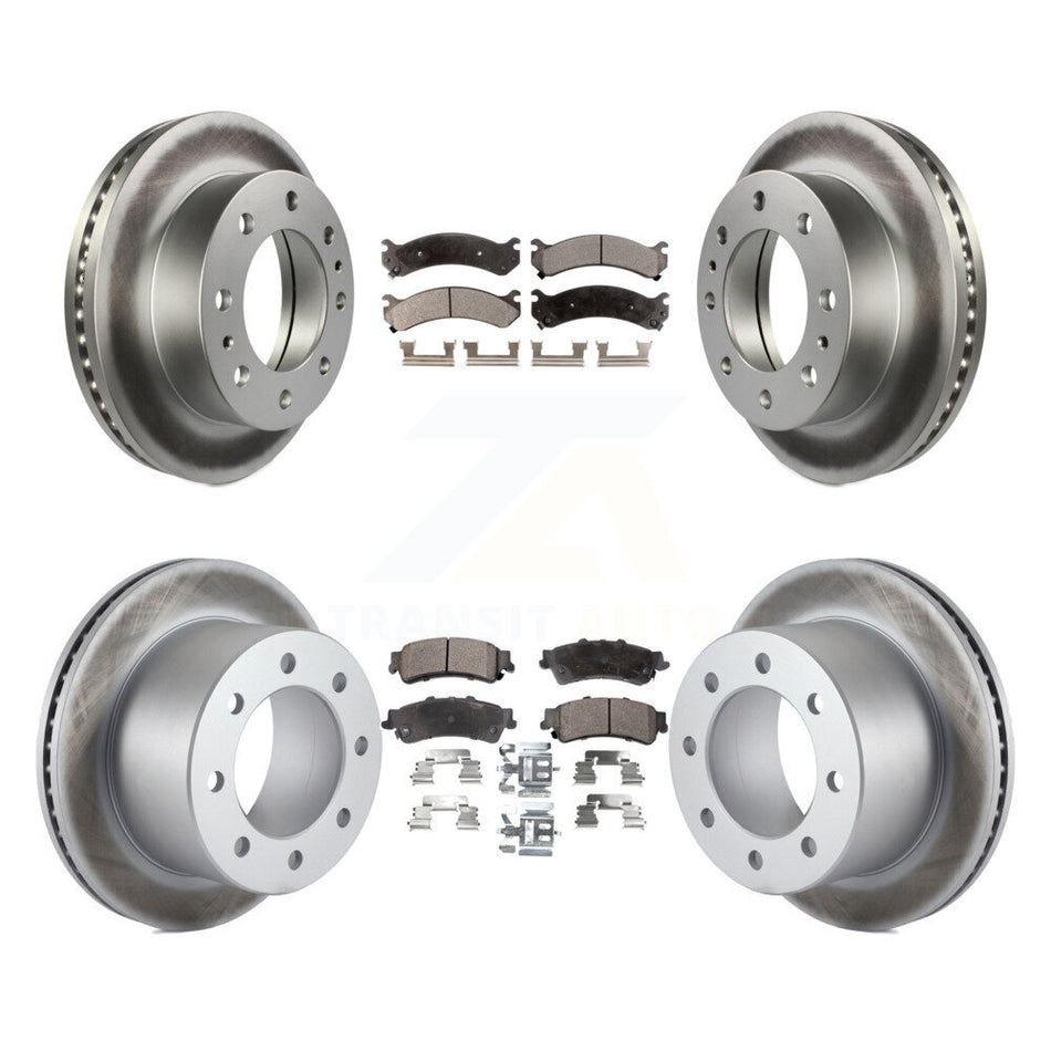 Front Rear Coated Disc Brake Rotors And Ceramic Pads Kit For 2001 GMC Sierra 3500 KGT-100603