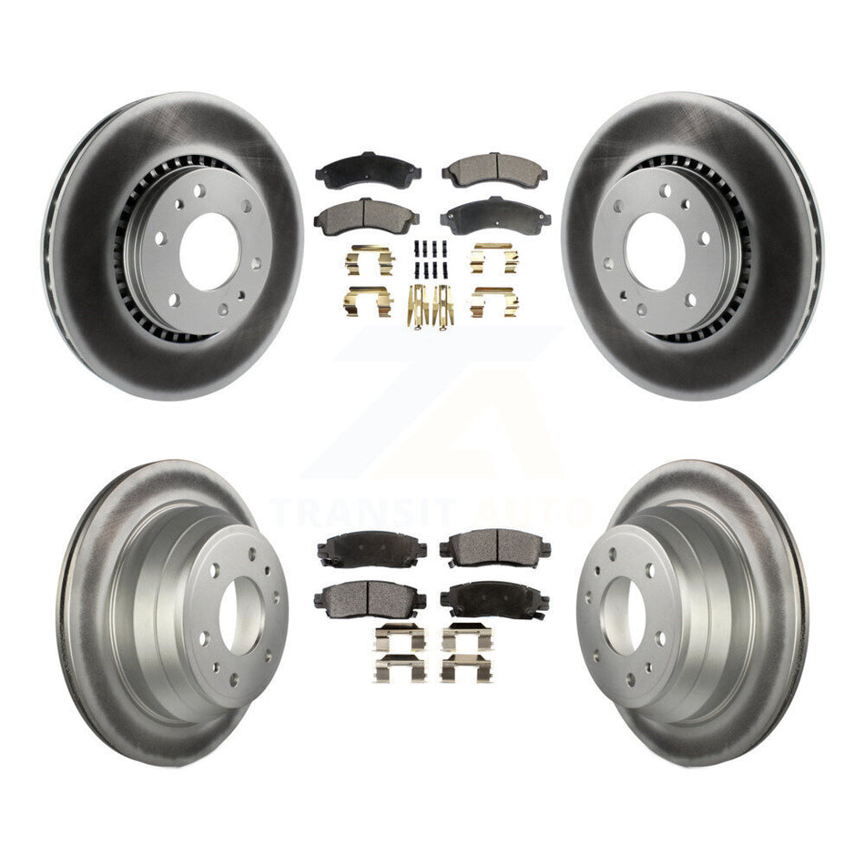 Front Rear Coated Brake Rotors Ceramic Pad Kit For Chevrolet GMC Trailblazer Envoy XL EXT KGT-100606