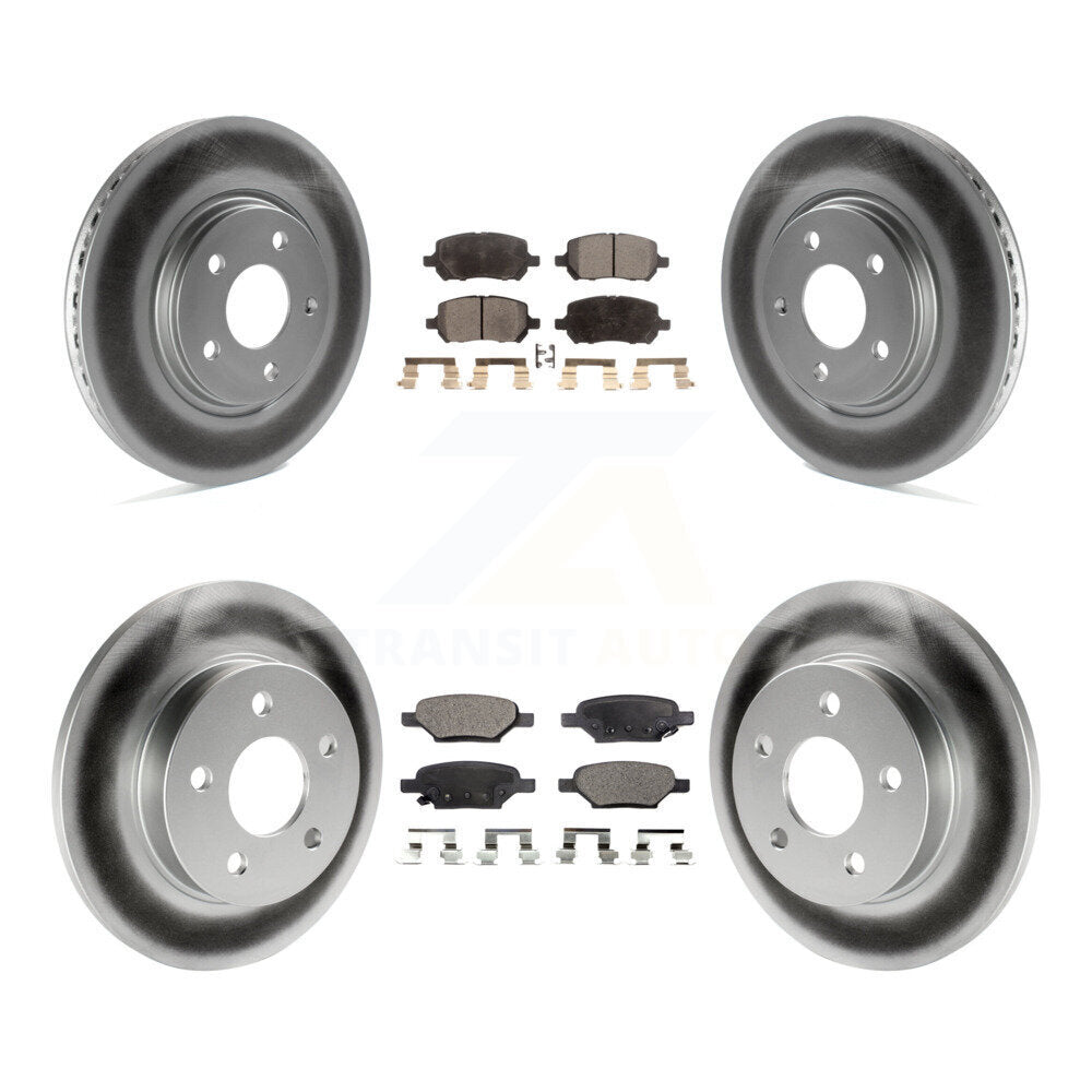 Front Rear Coated Brake Rotor & Ceramic Pad Kit For 2010 Pontiac G5 With Disc Brakes KGT-100611