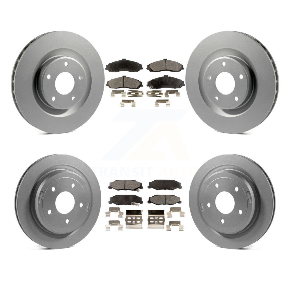 Front Rear Coated Disc Brake Rotors & Ceramic Pad Kit For Chevrolet Corvette Cadillac XLR KGT-100615