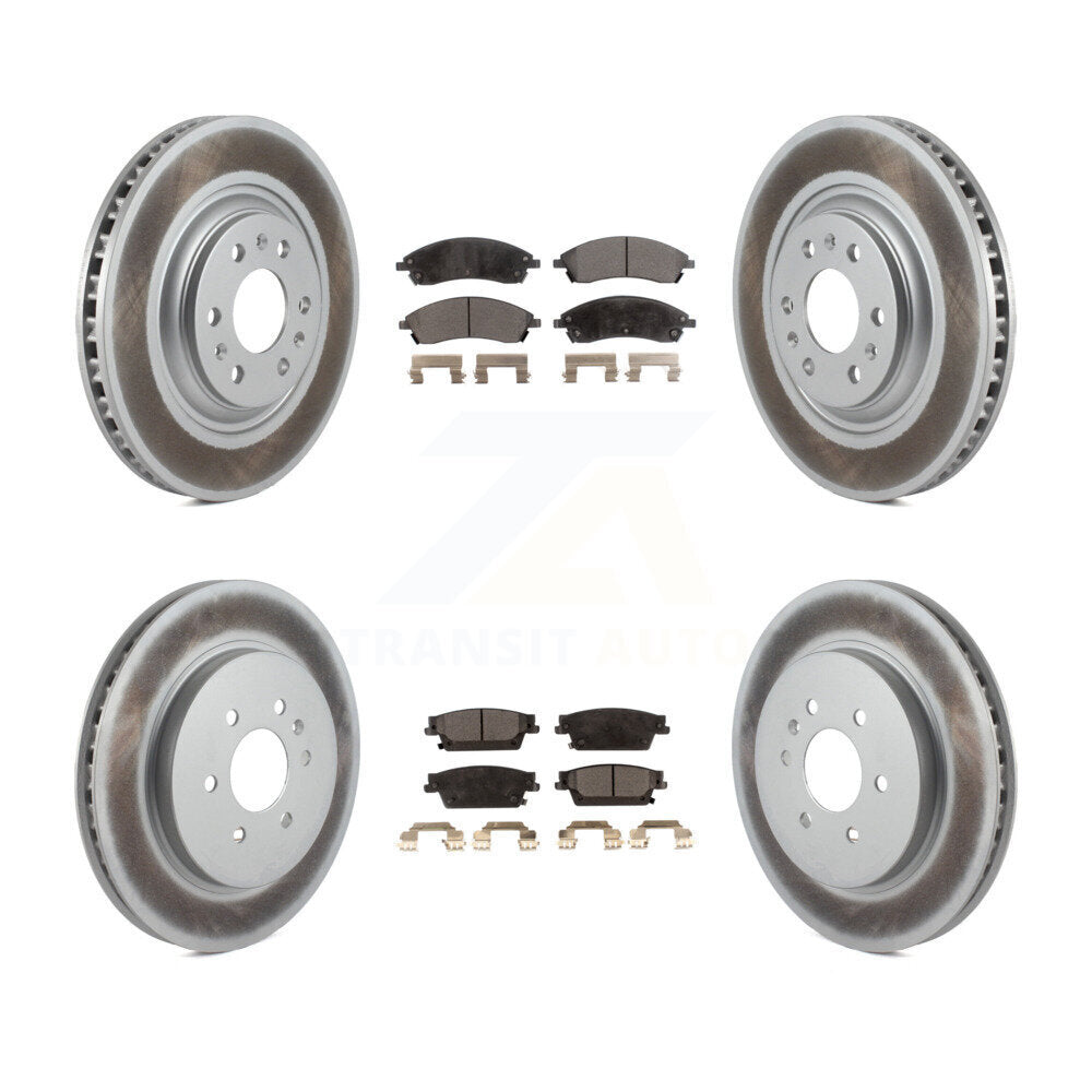 Front Rear Coated Disc Brake Rotors And Ceramic Pads Kit For Cadillac SRX KGT-100617