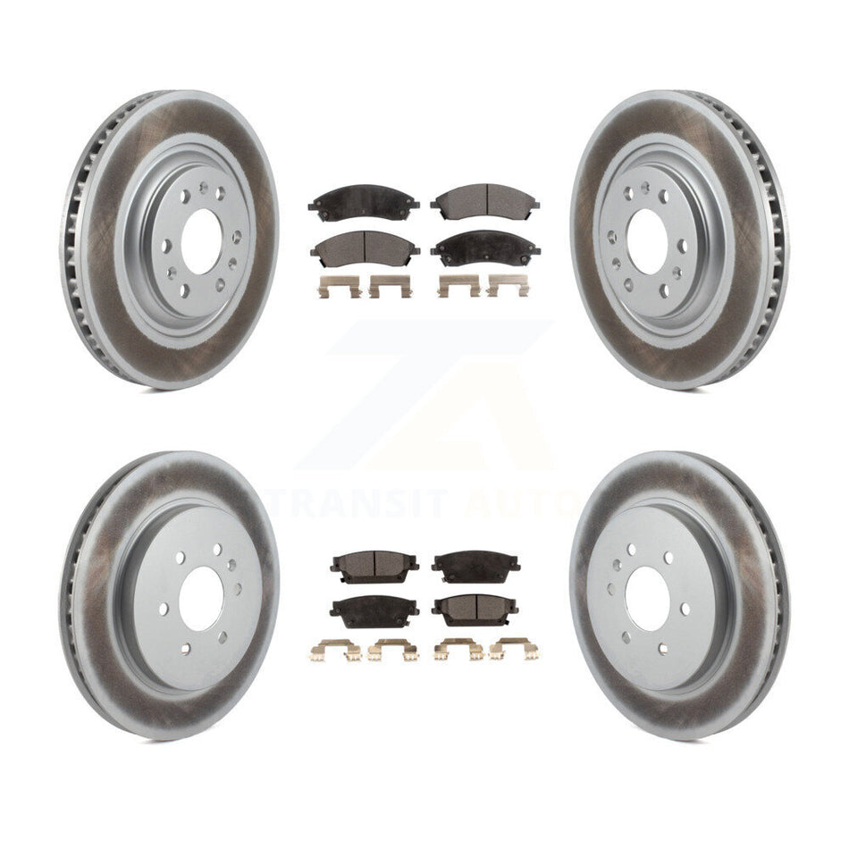 Front Rear Coated Disc Brake Rotors And Ceramic Pads Kit For Cadillac SRX KGT-100617