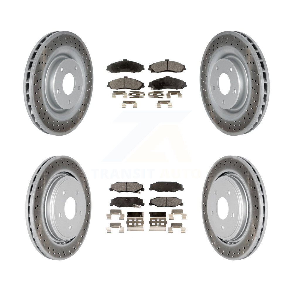 Front Rear Coated Disc Brake Rotors & Ceramic Pad Kit For Chevrolet Corvette Cadillac XLR KGT-100626