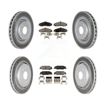 Front Rear Coated Disc Brake Rotors & Ceramic Pad Kit For Chevrolet Corvette Cadillac XLR KGT-100626