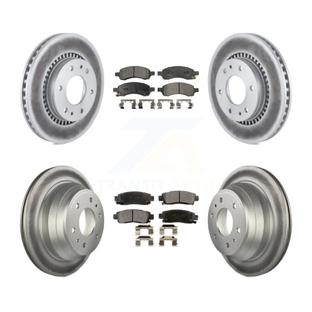 Front Rear Coated Brake Rotor & Ceramic Pad Kit For Chevrolet Trailblazer GMC Envoy Buick KGT-100628